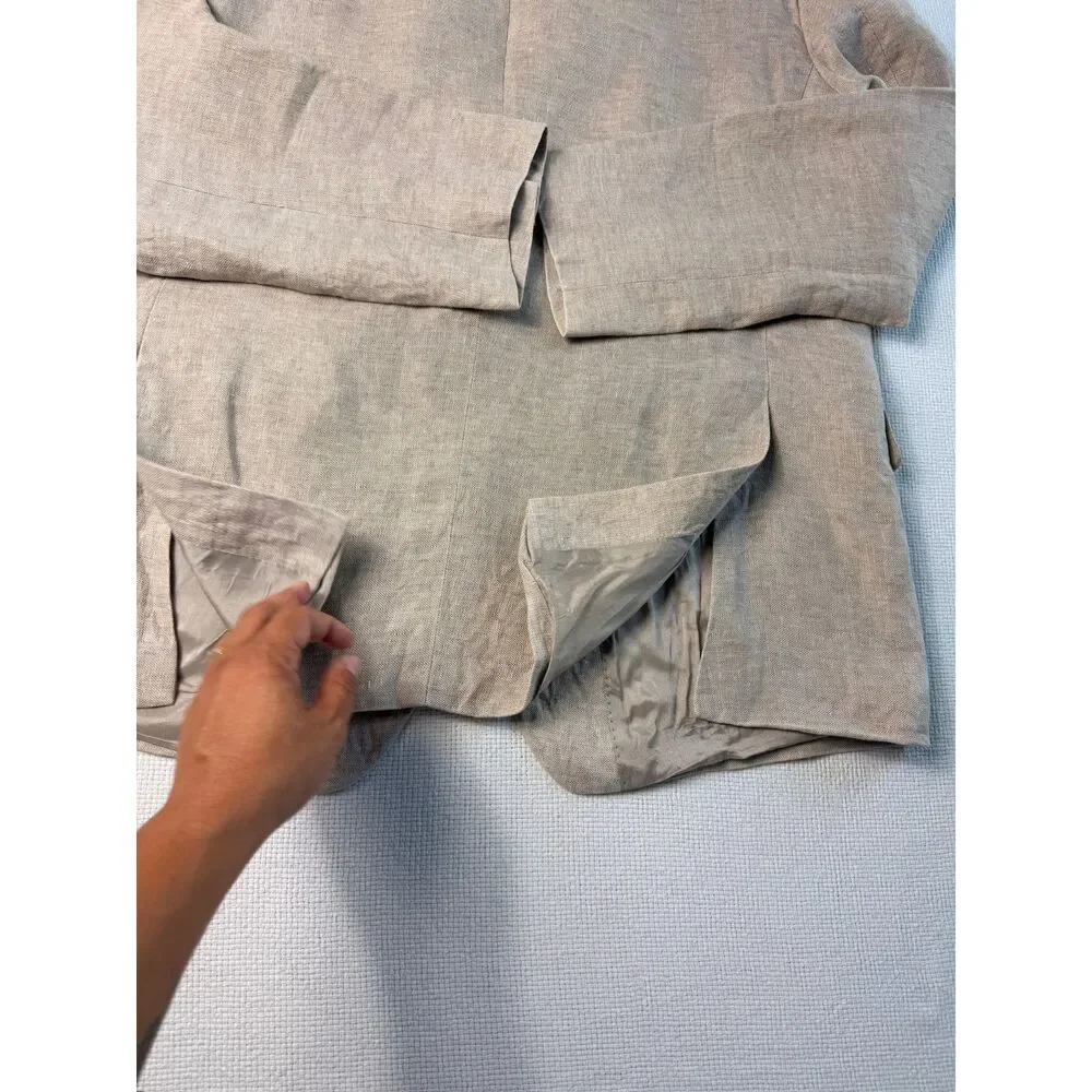 Linen Sport Coat Blazer Elbow Patch Italy Preppy Fancy Jacket Summer Italian